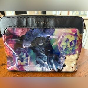 Ted Baker Black-Trim Floral Vinyl Cosmetic Bag